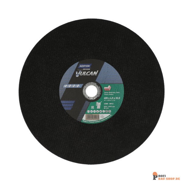 nortonschleifmittel/NORTON_schleifmittel_66252925484 Norton VULCAN  Fixed cut off wheels 400x4.5x32mm 30 GRIT_122520